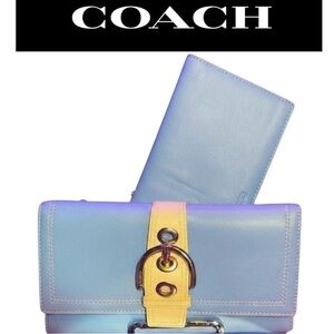 COACH Hampton Leather Clutch Wallet w/Check Book, EUC